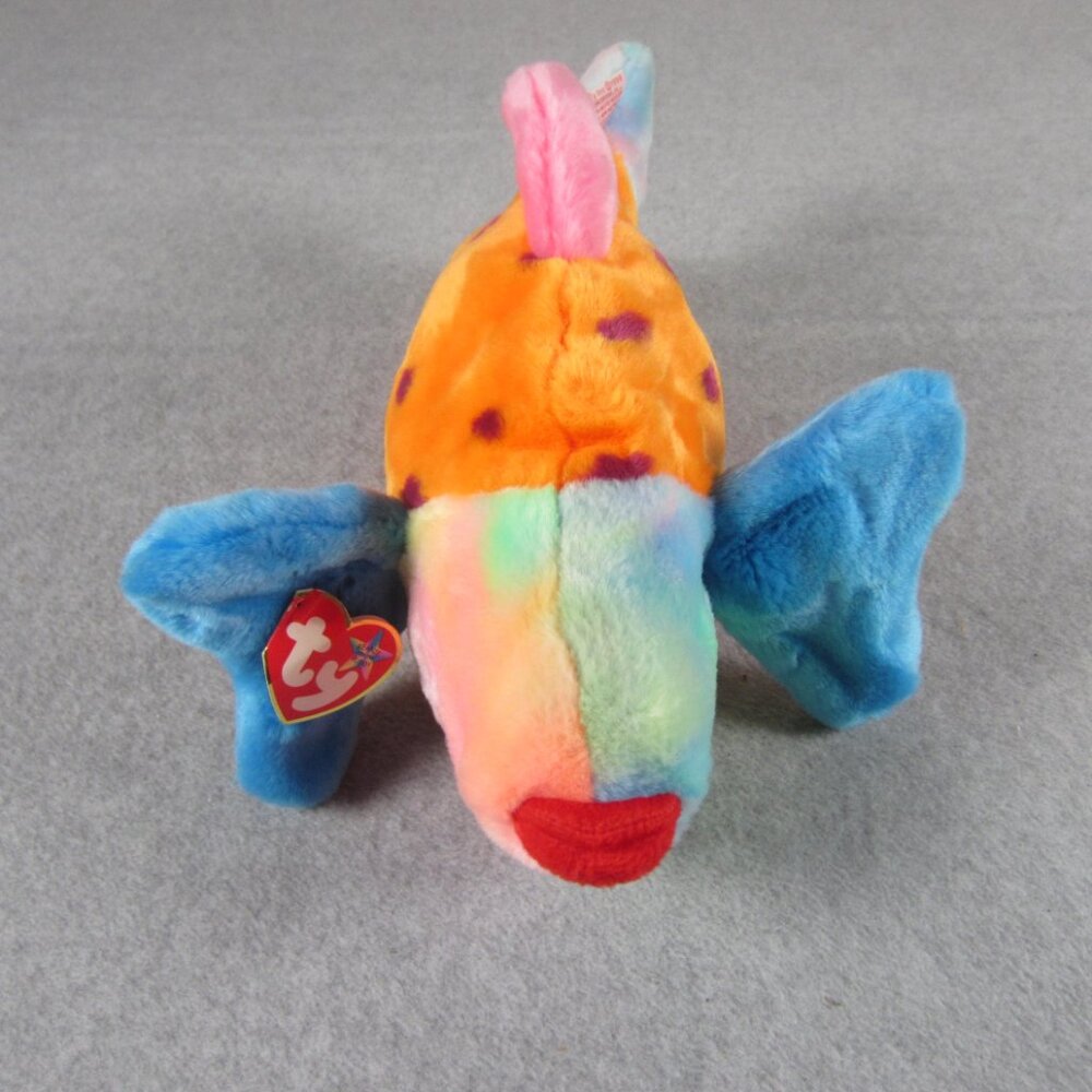 Beanie Babies TY Lips The Fish Rainbow Plush Toy - Picture 2 of 13